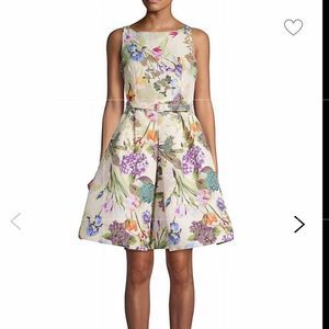 Danny & Nicole NWT Floral Brocade Fit & Flare Dress Knee Length-Size 14